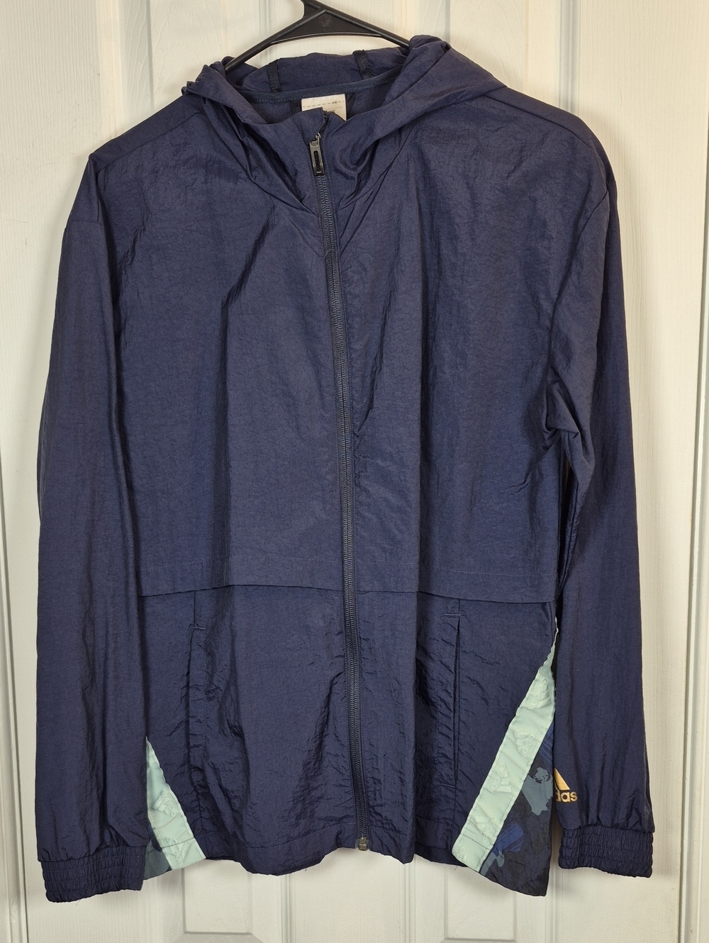 Adidas X Zoe Saldana Navy Camo Windbreaker Jacket Sporty Gorpcore S